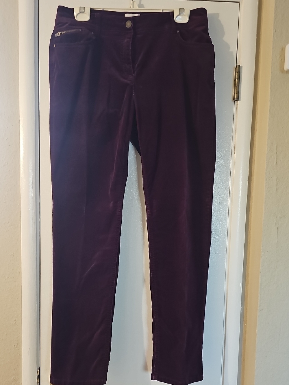Chico's Deep Plum Velvet Corduroy Straight-Leg Pants Tote 9